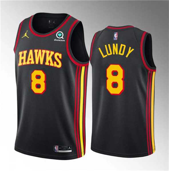 Mens Atlanta Hawks #8 Seth Lundy Black 2023 Draft Statement Edition Stitched Jersey Dzhi->atlanta hawks->NBA Jersey